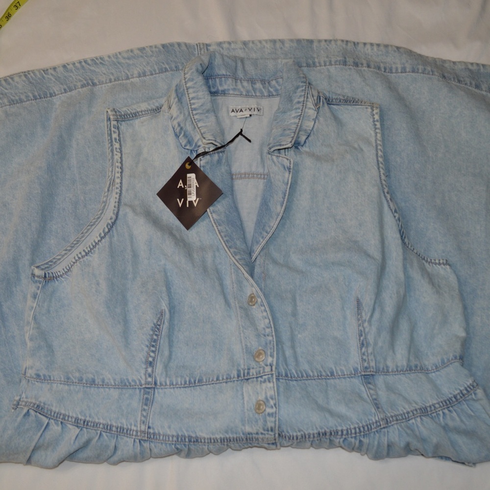 Ava & Viv Denim Midi A-Line Button Down Dress - 24 - Picture 2 of 9